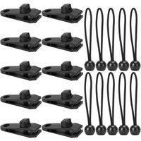Memkey - 20 Stück Zelt-Clips, Planen-Clips, multifunktionale Markisenklemme, inklusive 10 elastischen Gummispannern, für Outdoor-Camping, Zelte, von MEMKEY