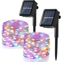 Memkey - 2er-Set] Solar-Lichterkette für den Außenbereich, 12 m, 100 LEDs, wasserdicht, Solar-Weihnachts-Guinguette-Girlande, 8 Modi, von MEMKEY