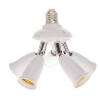 Memkey - 3-in-1-E27-Sockel-Splitter-Adapter, E26/E27-Standard-LED-Lampen, Lampensockel, Konverter, Kronleuchter-Fassung mit 360 Grad verstellbar auf von MEMKEY