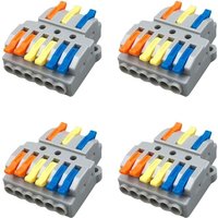 Memkey - 4-teiliges KV436 Hebelmutter-Drahtverbinder-Set, 3-in-6-Out-Leiter-Kompakt-Drahtverbinder, kompakter Steckverbinder-Federklemmenblock von MEMKEY