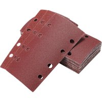 40 Stück Schleifblätter für Exzenterschleifer 93 x 185 mm, 8 Löcher, rechteckiges Schleifpapier mit Körnung 60/80/120/240 in Aluminiumoxid, ideal zum von MEMKEY