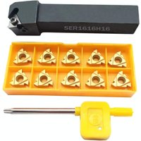 5/8' SER1616H16 Wendeschneidplattenhalter aus Wolframkarbid mit 10 Stück 16ER AG60 BP010 Wendeschneidplatten aus Hartmetall von MEMKEY