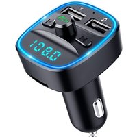 Bluetooth-FM-Transmitter, Bluetooth 5.0-Autoradio-Adapter, MP3-Player, kabellose Freisprecheinrichtung, Zigarettenanzünder-Ladegerät mit zwei von MEMKEY