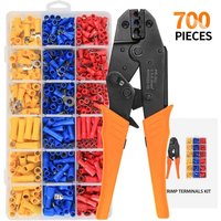 Memkey - Crimpzangen-Set für isolierte Drahtklemmen, 0,5–6 mm² Ratschencrimper, Kabelschuhzange, Crimpzangenset mit 700 isolierten Crimpverbindern Memkey - Crimpzangen-Set für isolierte Drahtklemmen, 0,5–6 mm² Ratschencrimper, Kabelschuhzange, Crimpzangenset mit 700 isolierten Crimpverbindern von MEMKEY