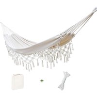 Doppel-Hängematte für Zuhause oder draußen, für den Innen- und Außenbereich, weiche Baumwolle, Hängematte für zwei Personen, für Terrasse, Hinterhof, von MEMKEY