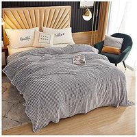 Extra karierte Decke, karierte Fleecedecke (Grau und Weiß, 120 x 200 cm) von MEMKEY