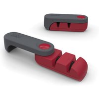 Memkey - Kompakter Messerschärfer mit Stahlklinge – Kompakter Küchenmesserschärfer – Grau und Rot (1 Stück) von MEMKEY