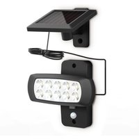 LED-Solarlampe für den Außenbereich IP44, PIR-Bewegungsmelder, schwarzer Wandstrahler für Hausterrassenbalkon, spritzwassergeschützt, kaltweißes von MEMKEY