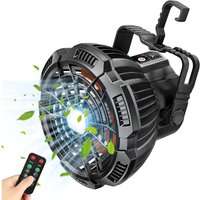Leiser Ventilator 5200 mAh, tragbarer Tischventilator um 180° drehbar mit LED-Licht, wiederaufladbarer USB-Campingventilator, Fernbedienung, Haken, von MEMKEY