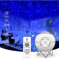 Nachtlicht für Kinder, usb wiederaufladbare LED-Musikprojektorlampe mit 14 Modi & Fernbedienung & Timer & Metallhalterung für Kinder Erwachsene von MEMKEY