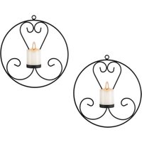 Memkey - Runder Wand-Säulenkerzenhalter – dekorative schwarze Metall-Kerzenhalter, 2er-Set, Kerzenständer, Kerzenhalter für Wände, Kerzenhalter für von MEMKEY