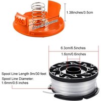 Memkey - Stück Nylon-Rasenmäher-Ersatzspule, Freischneider-Fadenspule mit 1 Packung Kappe, 1 Federtrimmer-Ersatzspulen für Black Decker AF-100-3ZP von MEMKEY
