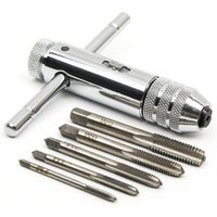 Memkey - T-Griff-Ratschengewindebohrerhalter, verstellbarer Windeisenschlüssel mit 5 Stück M3-M8 3 mm-8 mm metrischem T-förmigem Stopfen von MEMKEY