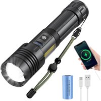 Memkey - Ultrastarke wiederaufladbare LED-Taschenlampe, 3000 Lumen, Taschenlampe mit 3400 mAh Akku (im Lieferumfang enthalten), wasserdichte zoombare von MEMKEY