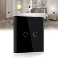 Memkey - Zwei-Wege-Touch-Schalter, Schwarz, 2-Wege-Lichtschalter mit LED-Anzeige, Touch-Schalter mit Touch-Sensor, Kristallglas-Panel, kein von MEMKEY