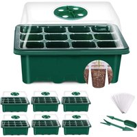 Mini-Gewächshaus für Pflanzen, 6 Stück, 72 Zellen, für den Innenbereich, Setzlingstablett, Setzlingstablett, Kindergarten-Wachstumsbox mit Deckel und von MEMKEY