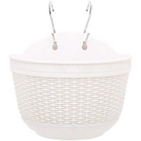Selbstbewässernder hängender Blumentopf mit Wasserreservoir für Wand- oder Gartendekoration, 25 x 16,5 x 15 cm, weiß von MEMKEY