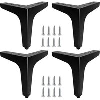 Set mit 4 15 cm langen Möbelbeinen aus schwarzem Metall, langlebigen Sofafüßen, Couchtischbeinen, Tischbeinerhöhung. Ermöglicht das Aufstellen oder von MEMKEY