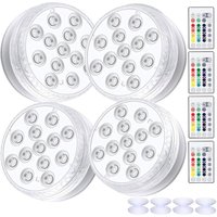Tauchbare LED-Leuchte, 4 Stück, wasserdichte LED-Leuchten mit Fernbedienung, RGB-Farbwechsel, Teichbeleuchtung, Dekoration für Vasenbasis, Schwimmbad, Tauchbare LED-Leuchte, 4 Stück, wasserdichte LED-Leuchten mit Fernbedienung, RGB-Farbwechsel, Teichbeleuchtung, Dekoration für Vasenbasis, Schwimmbad, von MEMKEY