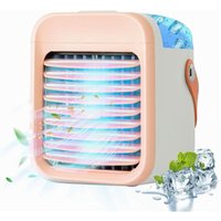 Tragbare Klimaanlage, 5-in-1-Mini-tragbarer Luftkühler, Luftbefeuchter, Luftreiniger, Nachtlicht, Aroma-Verdampfer, für Zuhause, Büro, Outdoor (rosa) von MEMKEY