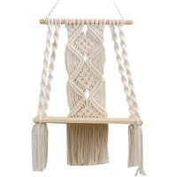 Wandregal, handgewebter Makramee-Wandbehang, böhmischer Wandteppich, mit Holzregal für Hochzeitsfeier/Heimdekoration, 30 x 50 cm von MEMKEY