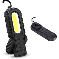 Wiederaufladbare LED-Arbeitsleuchte, 5 W COB-Front-LED-Inspektionsleuchten mit Haken und Magnetfuß für Auto, Camping, Notfall (schwarz) von MEMKEY