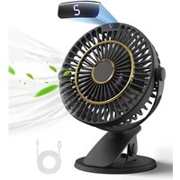 Wiederaufladbarer Tischventilator, Mini-USB-Ventilator mit LCD-Display, 5 Geschwindigkeiten, 720° Drehung, tragbarer Ventilator, leiser Ventilator von MEMKEY