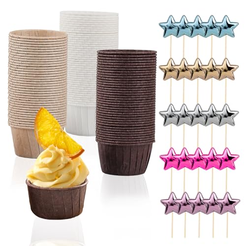 150 Stück Cupcake-Formen, 25 Stück Pentagram-Plugin, Muffin-Cupcake-Tassenblech, Papiermuffinschachtel, Curling-Kuchenformen, Muffinpapierbecher,Für Geburtstagsfeiern, Weihnachtsfeiern. von MEMOFYND