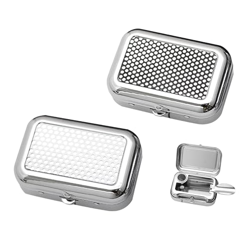 2-teiliger tragbarer Aschenbecher, Mini Flip Aschenbecher, geruchsbeständiger Metallaschenbecher, geeignet für das Rauchen im Innen- oder Außenbereich von MEMOFYND