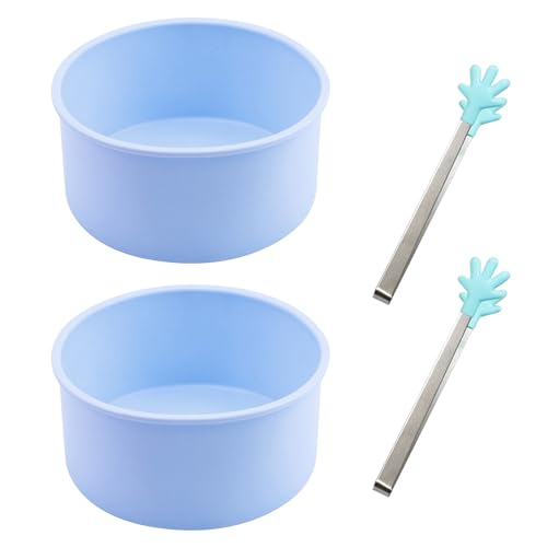 2er Pack Hellblaue Luftfritteusen-Eierwildererform Mit 2 Stück Blauen Anti-Heiß-Greiferklammern， Frühstück Haushaltsküche Kochwerkzeug Für Spiegelei-Muffin-Sandwiches， Silikon Für Luftfritteuse von MEMOFYND