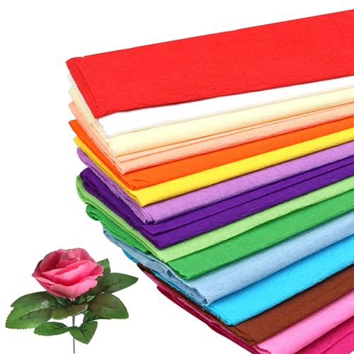 Knitterpapier in 15 Farben für Verpackungen, Knitterpapier zur Herstellung von Blumen, Papier zum Basteln, geeignet für Knitterpapierblumen, Geschenkverpackungen und Blumenkunstwerke. von MEMOFYND