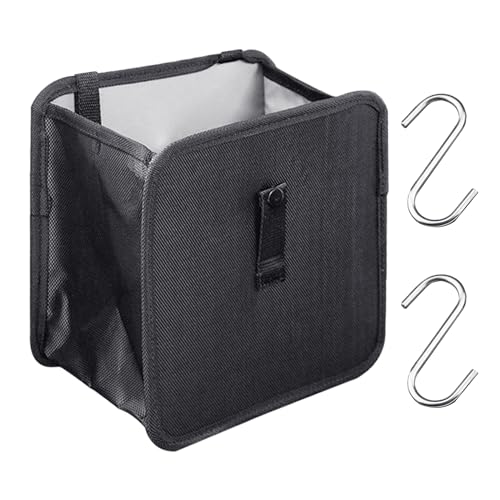 MEMOFYND 1 Stück Faltbarer Auto-Mülleimer,Auto-Organizer,Auto-Mülleimer,Auto-Mülleimer,Auto-Gadgets,Kleiner Auto-Mülleimer,Auto-Aufbewahrungsbox Mit 2 S-Haken (Schwarz) von MEMOFYND