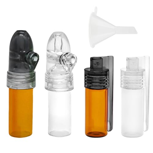 MEMOFYND 4 Stück Gewürzflaschen Mit Mini-Trichter, Gewürzpulverflasche, Kleine Glasflasche, Gewürzspenderflasche, Tragbare Glasflasche, Gewürzbehälter, Gewürzwerkzeug, Küchenutensil, Braun, Weiß von MEMOFYND