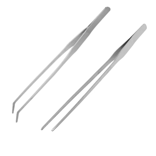 Professionelle Edelstahlpinzette, präzise gebogene gezackte Pinzette, Ellbogen und gerader Kopf 27CM Pinzette, geeignet für Lebensmittelkochen, industrielle Arbeiten und Tierfütterung. von MEMOFYND