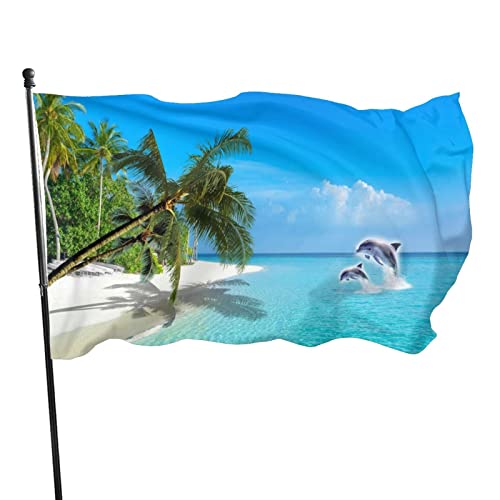 Flaggen mit Strandlandschaftsmuster am Meer Flagge 90x150 cm Gartenflagge Lustige Flagge Landschaft Motiv Flaggen und Fahnen für Hinterhof Party Heimdekoration Garten Banner Flagge Hawaii-Landschaft von PGONA