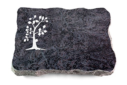 MEMORUM Grabmale Grabplatte, Grabstein, Grabkissen, Urnengrabstein, Liegegrabstein Modell Pure 40 x 30 x 5 cm Orion-Granit, poliert inkl. Gravur (Sandstrahl-Ornament Baum 1) von MEMORUM Grabmale