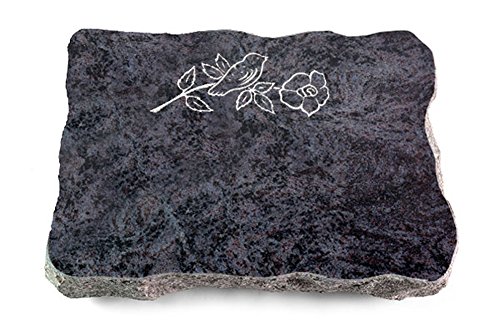 MEMORUM Grabmale Grabplatte, Grabstein, Grabkissen, Urnengrabstein, Liegegrabstein Modell Pure 40 x 30 x 5 cm Orion-Granit, poliert inkl. Gravur (Sandstrahl-Ornament Rose 1) von MEMORUM Grabmale