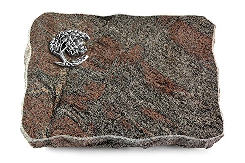 MEMORUM Grabmale Grabplatte, Grabstein, Grabkissen, Urnengrabstein, Liegegrabstein Modell Pure 40 x 30 x 5 cm Paradiso-Granit, poliert inkl. Gravur (Aluminium-Ornament Baum 1) von MEMORUM Grabmale