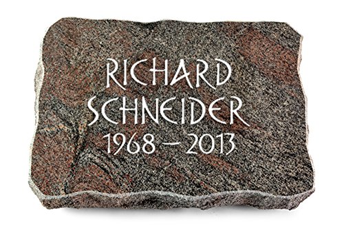 MEMORUM Grabmale Grabplatte, Grabstein, Grabkissen, Urnengrabstein, Liegegrabstein Modell Pure 40 x 30 x 5 cm Paradiso-Granit, poliert inkl. Gravur (Ohne Ornament) von MEMORUM Grabmale