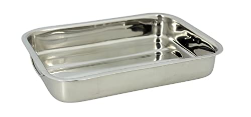 Util'Home 4615221 Rechteckige Auflaufform mit Griffen, Edelstahl, 35 x 25 x 5 cm von MENASTYL