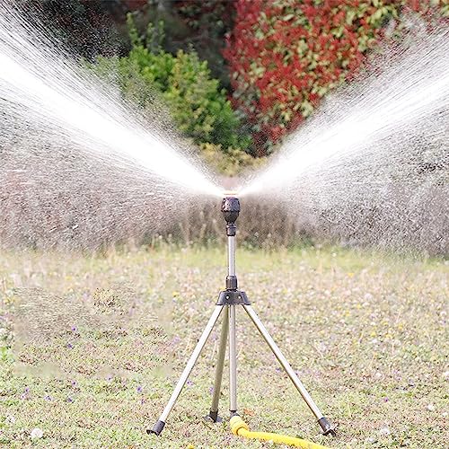 Drehbarer Stativ-Sprinkler, 360 Grad Automatic Rotating Teleskop-Sprinkler-Stativ,Bewässerungsregner Für Große Flächen, Hof, Garten, Rasen von MENAYODA