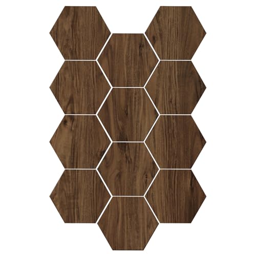 MENAYODA 12 Stück Hexagon Akustikplatten Selbstklebend, Schallabsorber Schallschutz mit hoher Dichte für Wand Decken Holz & Tür Schallabsorbierende Wanddekoration (Braun) von MENAYODA