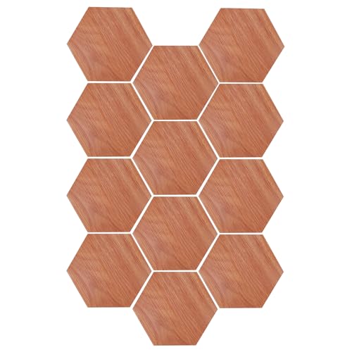 MENAYODA 12 Stück Hexagon Akustikplatten Selbstklebend, Schallabsorber Schallschutz mit hoher Dichte für Wand Decken Holz & Tür Schallabsorbierende Wanddekoration (Hellbraun) von MENAYODA