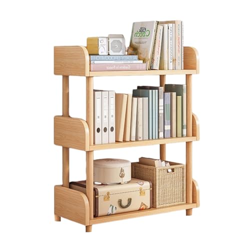 MENAYODA 3-stöckiges Holzregal Bücherregal, Foto- / Zeitschriftenständer Im Wohnzimmer, Pflanzenblumenständer, Multifunktionales Küchengewürzregal, für Zuhause und Büro (Gelb) von MENAYODA