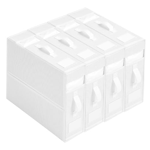 MENAYODA Bettlaken Organizer mit Griff,Bettlaken Aufbewahrung Bettbezüge Aufbewahrungsbox Bettwäsche Kleider Aufbewahrungsbox Kleiderschrank Organizer (4 Pack, Weiß) von MENAYODA