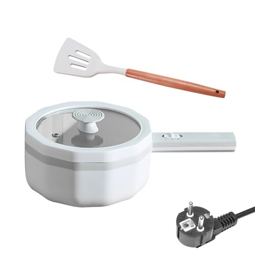 MENAYODA Elektrisch Hot Pot 1,5L, Elektrische Pfanne mit Antihaft-Keramikglasur für Reise/Wohnheim, Tragbarer Mini Multikocher mit Dual Power Control 350W/700W (Weiß) von MENAYODA