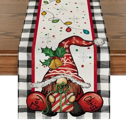 Tischläufer Weihnachten,33x183cm Tischläufer Modern Tischdecke Weihnachts Tischdeko, Saisonnal Winter Küche Tisch Dekoration Party Dekor (Weihnachtsmann) von MENAYODA