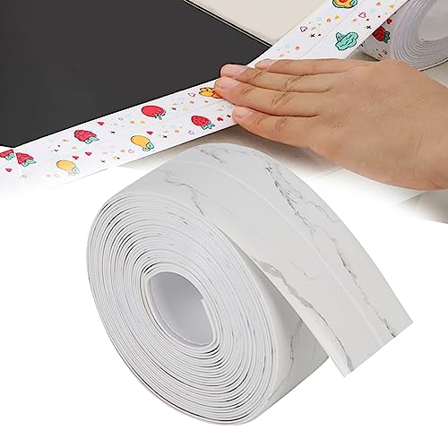 Weichsockelleiste,Dichtungsband Selbstklebend Abschlussleiste aus PVC Wasserdichtes klebeband Verhindert, dass Feuchtigkeit und verhindert Schimmel für Küche und Badezimmer (Marmor Textur B 5m) von MENAYODA