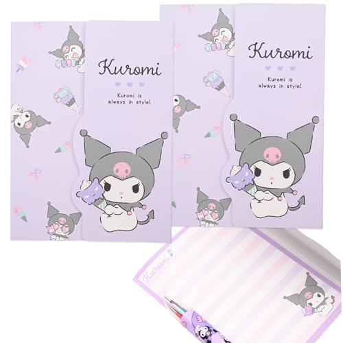 San-rio Foldable Note Pads with Cover 2 Pack - A6 Size Compact and Portable Notepads - Cute Kuormi & Cinnamonroll Design for Fans - Convenient Pocket Notebook for Home/Office - Ideal Memo Pads (Kuormi von MENBLY