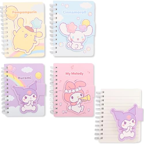 San-rio Kawaii Pocket Mini Notebook Memo Pad with 3D Holder (4pack) - Cute Small Spiral Notebooks Characters - Spiral-Bound Small Notepad - Portable for Writing, Drawing - 59 Sheets, 8.2cm x 11cm von MENBLY